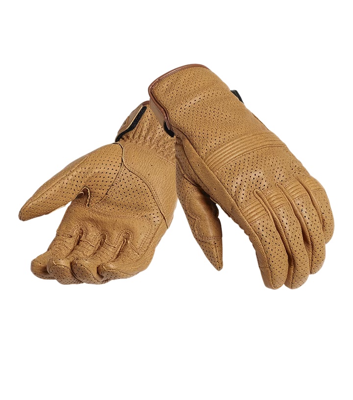 Cali Perforated Leather Gloves / Gold